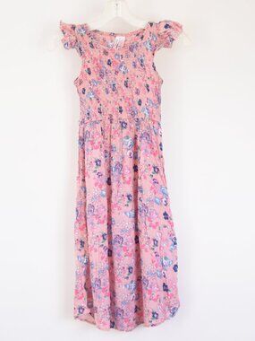Japna Kids Girl Floral Maxi Dress 8 Pink Blue Smocked Boho Cottagecore Summer